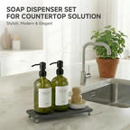 2 Pack Kitchen Soap Dispenser Set - 16oz Green Glass Dish and Hand Soap - Image 7