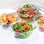 Casserole Baking Dish with 2 pcs, 1 QT large, Round with Handle and Lid - Image 4