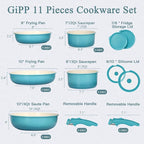 GIPP 11pcs Pots and Pans Set Non Stick, Nonstick Cookware Set Detachable Handle - Image 3