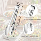 6pcs Stainless Steel Serving Tongs Gold or Silver Plated 9inch Heavy Duty - Image 2