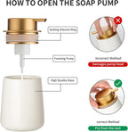 Enra Foaming Soap Dispenser, 12 oz Beige Ceramic Modern Foam Hand Soap Dispenser - Image 4