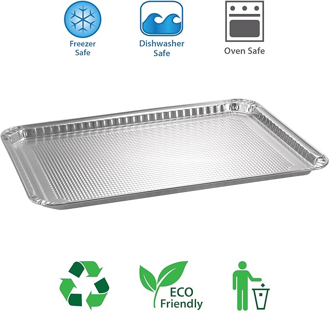 Aluminum Pans Half Size Textured Cookie Sheet 15 Count Durable Nonstick Baking - Image 4
