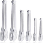 6 Pack Buffet Tongs, Stainless Steel Serving Tongs Serving Utensils 7Inch by Must-havesForYourKitchen