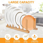 SAMEBUTECO Bamboo Wooden Dish Racks Plate Stand Holder Vertical Drainer Kitchen - Image 5
