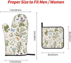 Vintage Floral Oven Mitts and Pot Holders Sets of 3 Cute Botanic Hot Pads Herbs - Image 4