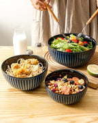 HASENSE Mixing Bowls of 3, Porcelain Ribbed Bowls 1.5/1/0.5 Qt - Image 4