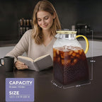 Glass Pitcher With Lid and Spout, 1.8 Liter 60 oz Glass Pitchers With Handle - Image 2