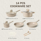 CAROTE 14 Pcs Pots and Pans Set Nonstick, Induction Kitchen Cookware Sets - Image 2