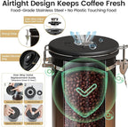 Veken Coffee Canister with Window, Airtight Stainless Steel Kitchen Food - Image 3