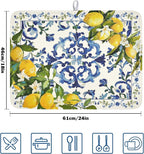 Lemon Dish Drying Mat 24x18 Inch, Italian Olive Tree Dish Drainer Mats Summer - Image 2