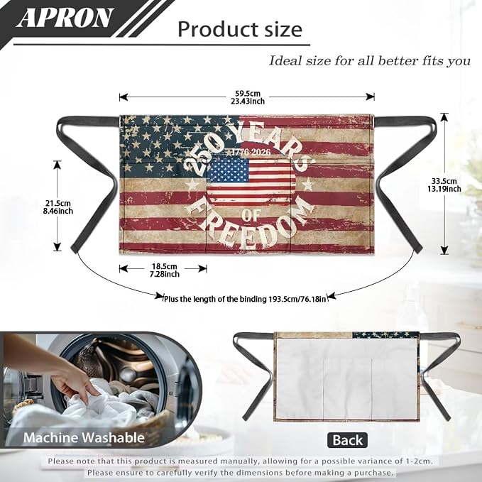 Server Apron with 3 Pockets, Waterproof Oil Waitress Waiter Half Apron - Image 7
