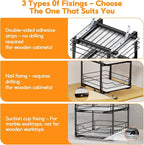Spice Rack Organizer for Cabinet, 2 Tier Pull Out Spice Rack – Heavy Duty Metal - Image 3