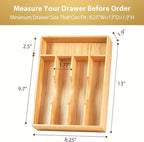Umilife Bamboo Kitchen Drawer Organizer, 8.25 Inch Silverware Utensils Tray - Image 6