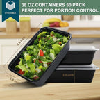 vivigu 50 Pack Meal Prep Containers 38 oz, Leakproof To Go Food Containers - Image 2