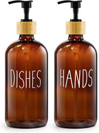 2 Pack Soap Dispenser, 17 Oz Refillable Glass Soap Dispenser by Kaishun