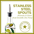 17oz Hand Painted Glass Olive Oil Bottle Dispenser- 500ml Green Oil & Vinegar - Image 5
