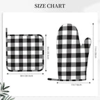 Buffalo Plaid Black and White Oven Mitts and Pot Holders Set - Image 3