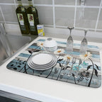 Blue White Daisy Floral Dish Drying Mat - Image 6