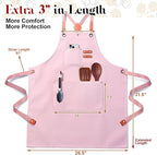 Plus Size Kitchen Apron for Men Women, Cross Back Cotton Canvas Chef Apron - Image 2