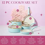 Paris Hilton Epic Nonstick Pots and Pans Set, Tempered Glass Lids, Soft Touch - Image 2
