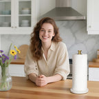 YIGII Marble Base Paper Towel Holder Countertop, Standing Paper Towel Holder - Image 2