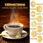 Chengu 8 Pieces Flower Coffee Tea Spoons Stainless Steel Sugar Spoons Tea Party - Image 2