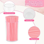 500 Pcs Pink Coffee Stir Sticks Set Coffee Stirrers Holder Acrylic Stir Stick - Image 3