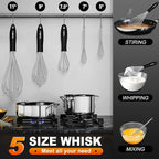 Stainless Steel Whisk Set with 7"+5" Mini whisks, Walfos Heavy Duty Whisks - Image 4