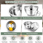 TeamFar Mixing Bowls with Lids, 5-Piece Stainless Steel Metal Nesting Salad Bowl - Image 4