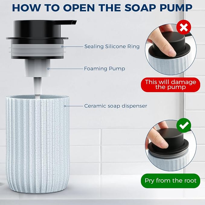 Ceramic Foaming Hand Soap Dispenser，12 oz Bathroom Soap Dispensers， Lotion - Image 4