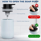 Ceramic Foaming Hand Soap Dispenser 2Pack，12 oz Bathroom Soap Dispensers， - Image 4