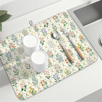 Floral Dish Drying Mat for Kitchen Counter Spring Summer Wild Flowers Diamond - Image 8
