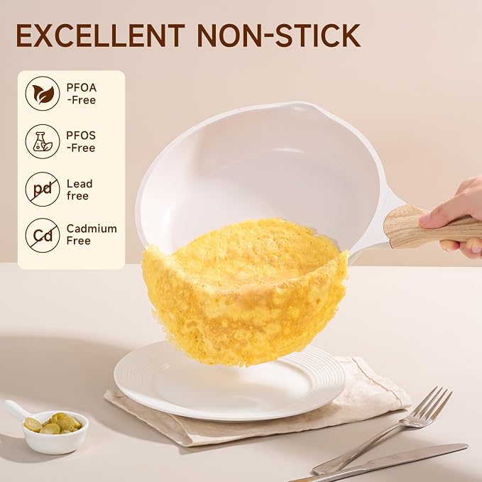 JEETEE 12.5 Inch Nonstick Frying Pan, Stone Coating Cookware, Large Omelette Pan - Image 4