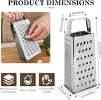 Stainless Steel Vegetable Grater, 4-Sided Portable Metal Grater, Cheese Grater - Image 2