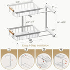 ADBIU Under Sink Organizer 2 Pack, Adjustable Height Under Cabinet Storage - Image 2