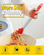 Silicone Pasta Fork and Ladle Spoon Set, Large Non Stick Kitchen Utensils - Image 3