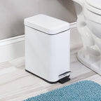 mDesign 5 Liter Rectangular Small Steel Step Trash Can Wastebasket, Garbage - Image 3