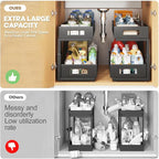 1 Pack 19IN Depth Under Sink Organizer, 2-Tier Pull Out Cabinet Organizer - Image 4