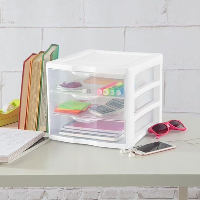 Sterilite ClearView Compact Stacking 3 Drawer Storage Organizer System - Image 2