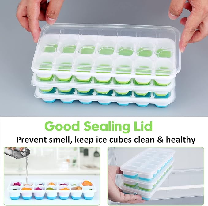 Silicone Ice Cube Tray, 4 Pack Easy-Release & Flexible 14-Ice Cube Trays - Image 3