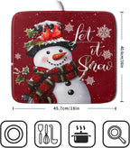 Christmas Dish Drying Mat for Kitchen Counter Snowman Let It Snow Microfiber - Image 2