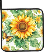 Sunflower Oven Mitts and Pot Holders Sets Watercolor Yellow Floral Plant - Image 9