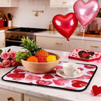 Breling Valentine's Day Dish Drying Mat Valentine Kitchen Dry Mat Absorbent - Image 4