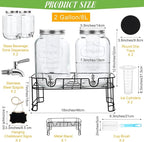 TURSTIN 2 Pcs 2 Gallon Glass Beverage Drink Dispenser - Image 2