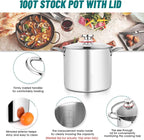 TeamFar 10 Quart Stock Pot, Stainless Steel Tri-ply Large Stockpot Pasta Soup - Image 3