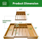 Simple Trending Bamboo Kitchen Drawer Organizer, Expandable Silverware Organizer - Image 2