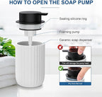 Ceramic Foaming Soap Dispenser, 12 oz Bathroom Foam Hand Soap Dispenser - Image 3