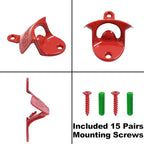 15 PCS Red Wall Mounted Beer Bottle Opener Rustproof, Bulk Soda Cap Opener - Image 4