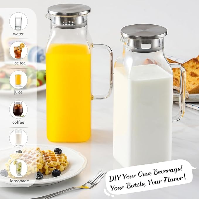 2 Pack 2 Liters/68 oz Square Glass Pitcher - Image 4