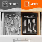 Lifewit Silverware Drawer Organizer Tray, Plastic Cutlery Storage - Image 6